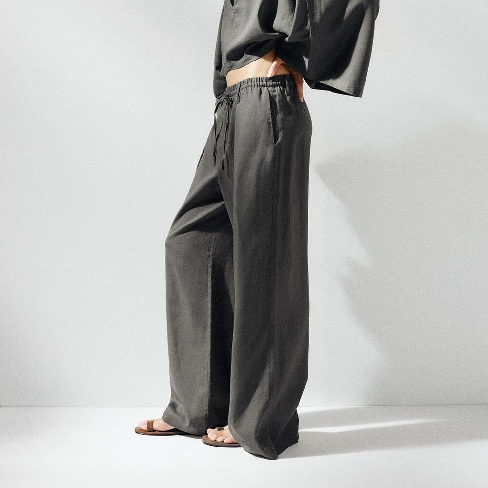 ZARA - LINEN PANTS - Dark Gray
